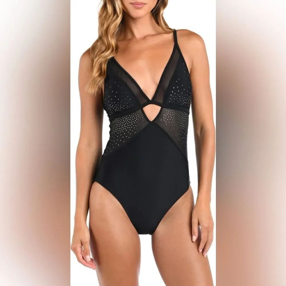 L'AGENCE Lilou Shine Plunge One-Piece Swimsuit